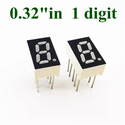 0.32 Inch White 1-Digit 7-Segment LED Display Common Cathode